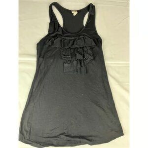 Black Ruffle Tank Top Racerback Sleeveless Casual Medium